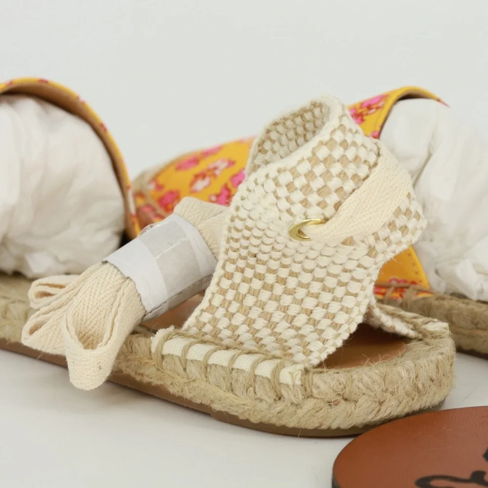 J.Crew Printed Lace-Up D'Orsay Espadrille Sandals Orange Block Size 9.5 NIB Boho